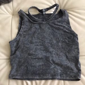 Missguided Collar Cutout Acid Wash Tee Tank